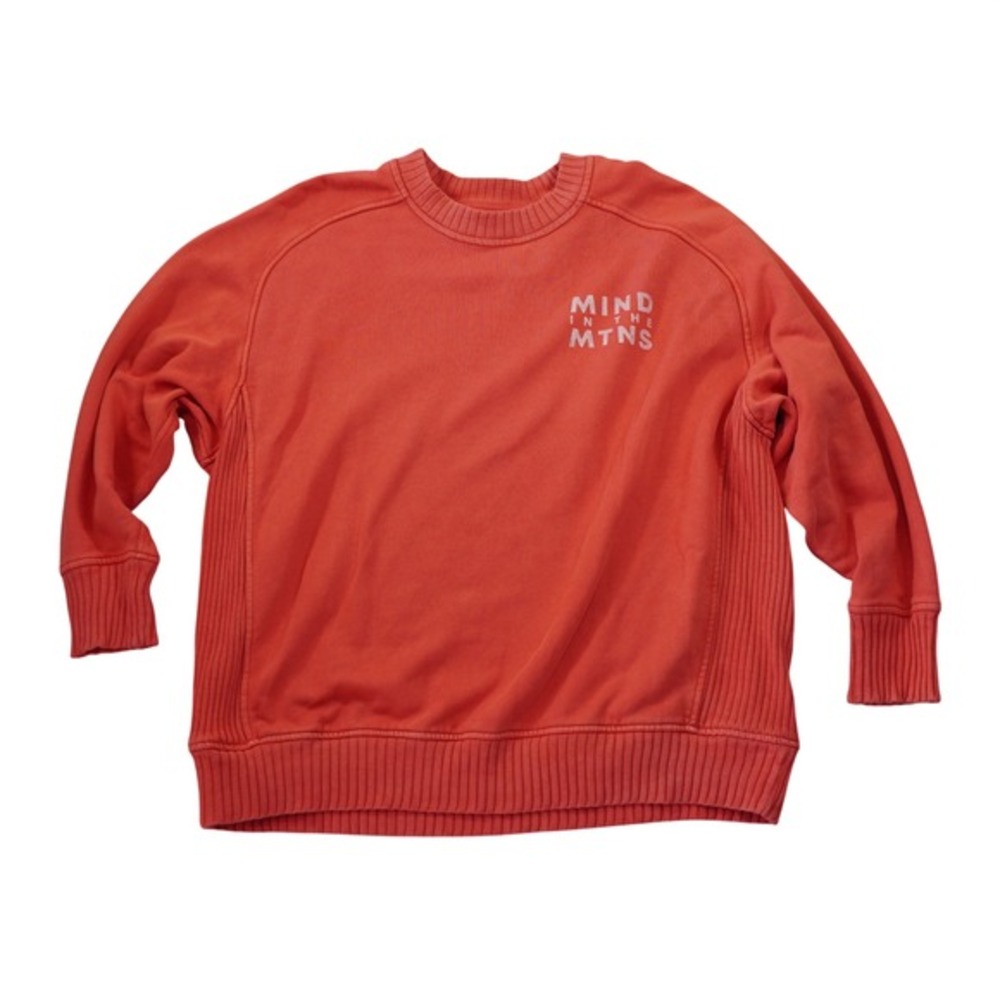 Aerie Mind In The Mtns Crewneck Sweatshirt Coral Orange Ribbed Pullover Womens M